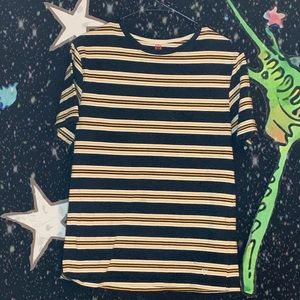 Yellow White Black Striped Tee